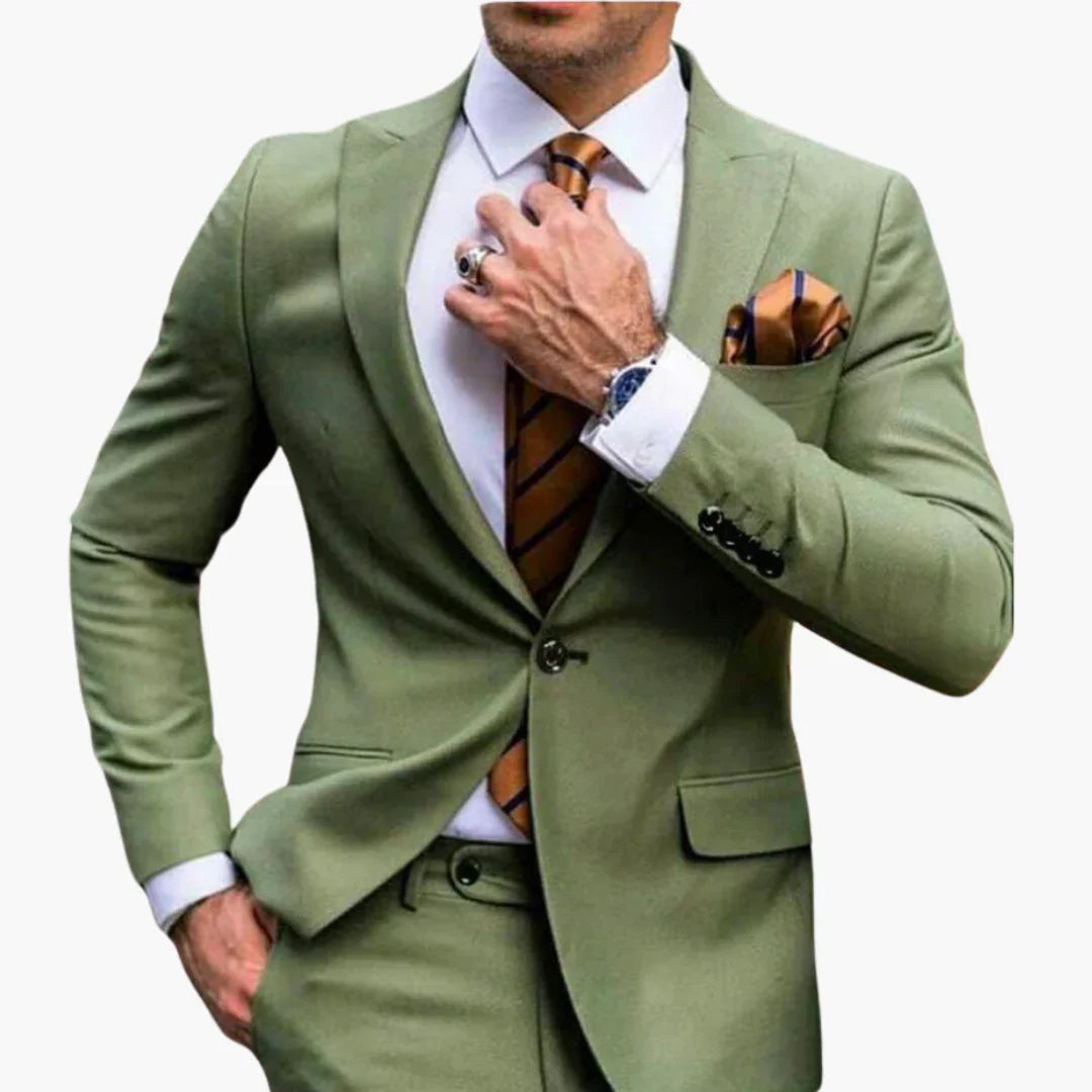 Men's Slim Fit 2-Piece Suit with Button Closure