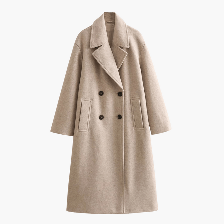 AVA | Long Wool-Blend Winter Coat - Elegant Outerwear for Women