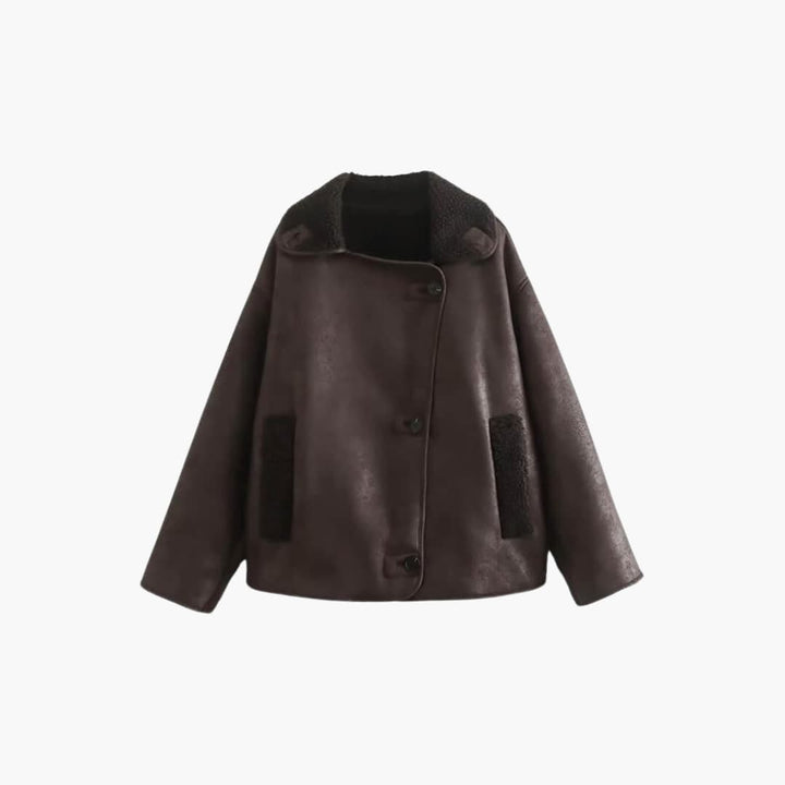 MARIA | Faux Leather Shearling Jacket - Women's Warm Winter Coat