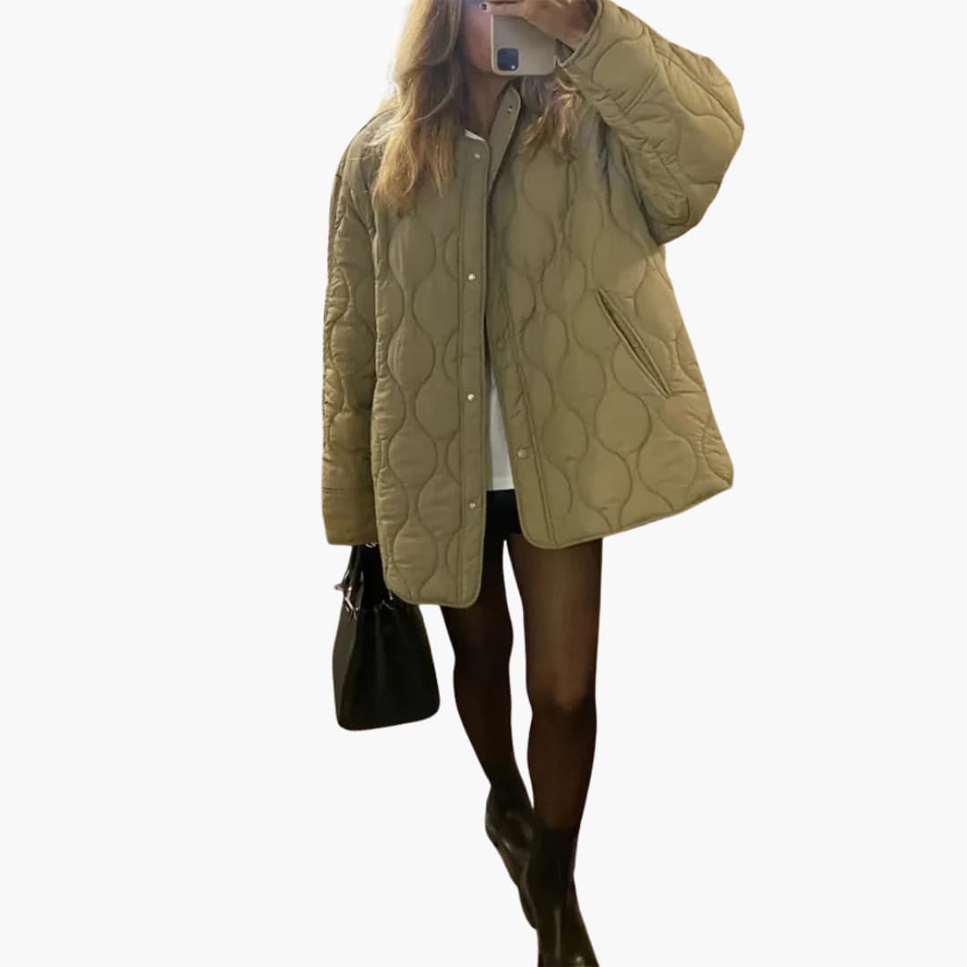 THEA | Women's Quilted Puffer Jacket with Snap Closure for Winter