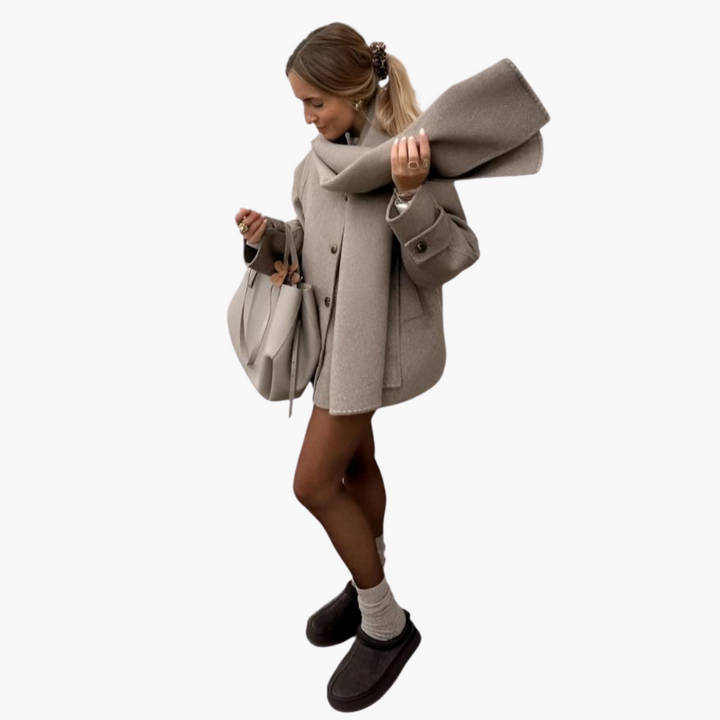 JASMINE | Chic Scarf Collar Coat – Stylish Winter Outerwear for Women