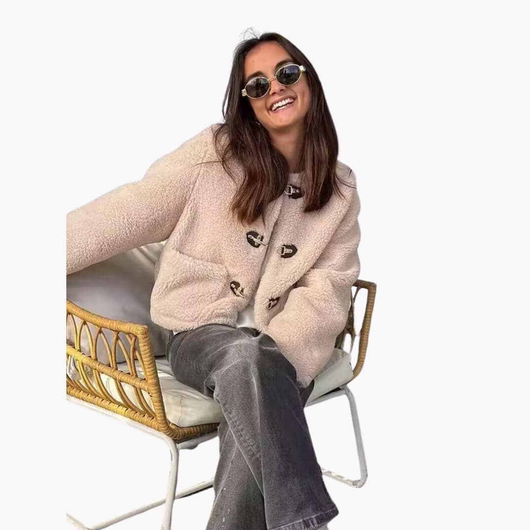 WENDY | Faux Shearling Teddy Coat – Women's Toggle Winter Jacket
