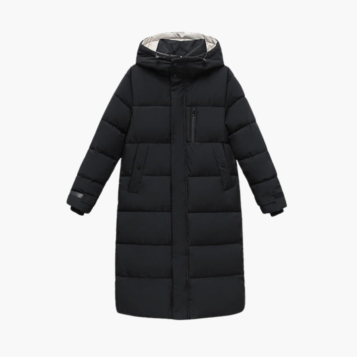 ERICA | Women's Hooded Long Winter Puffer Jacket with Zippered Pockets