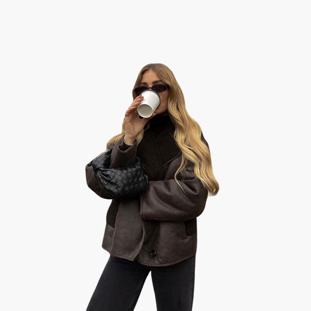 MARIA | Faux Leather Shearling Jacket - Women's Warm Winter Coat
