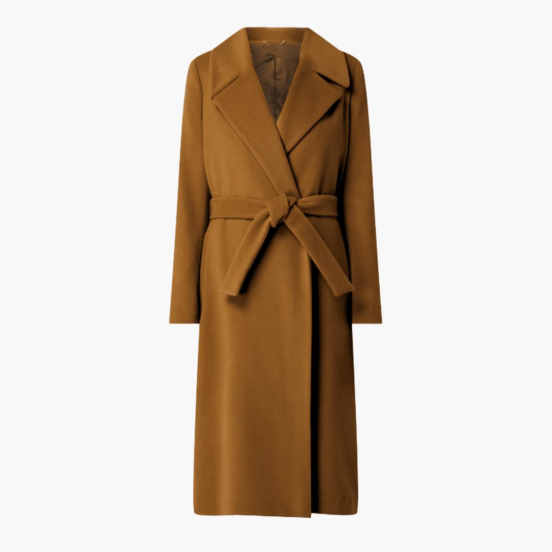 PRISCILLA | Womens Long Winter Overcoat - Belted Trench Coat Style