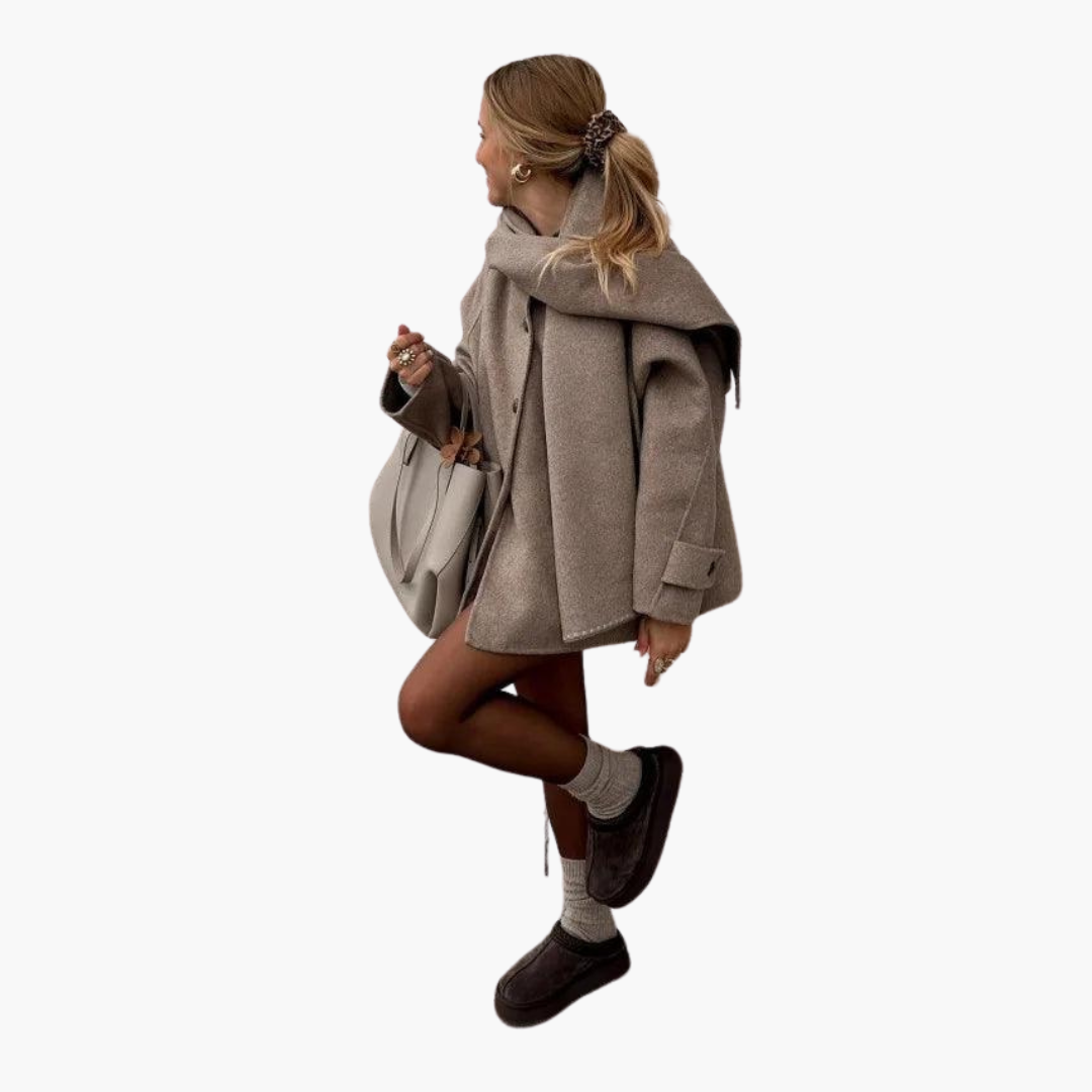 JASMINE | Chic Scarf Collar Coat – Stylish Winter Outerwear for Women
