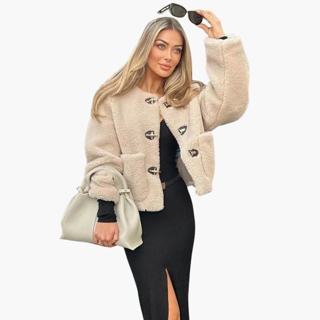 WENDY | Faux Shearling Teddy Coat – Women's Toggle Winter Jacket