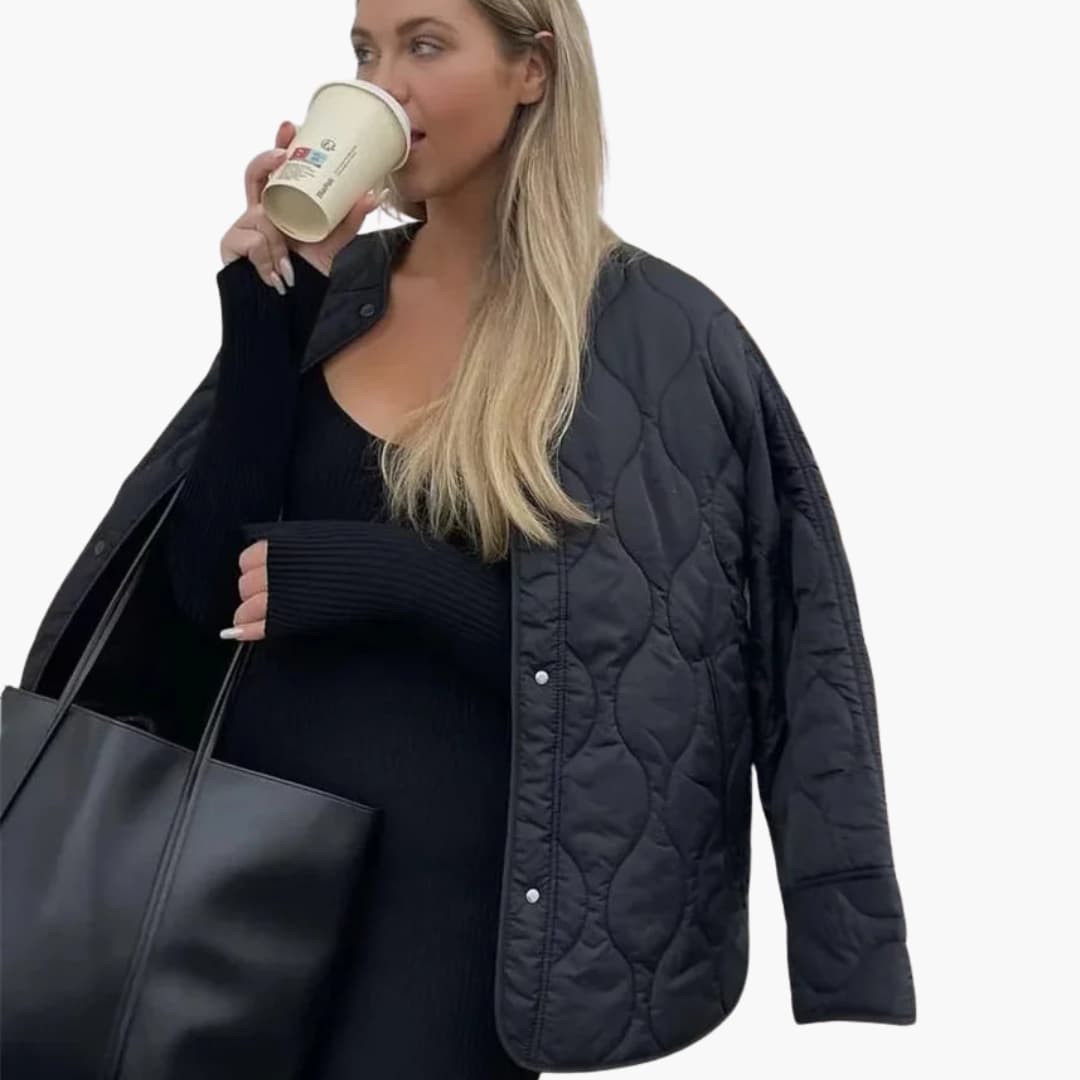 THEA | Women's Quilted Puffer Jacket with Snap Closure for Winter