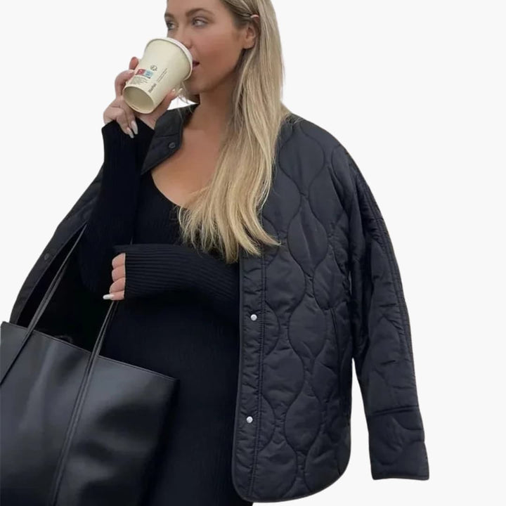 THEA | Women's Quilted Puffer Jacket with Snap Closure for Winter