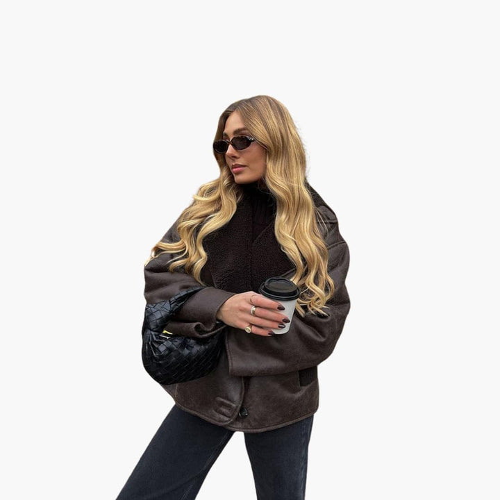 MARIA | Faux Leather Shearling Jacket - Women's Warm Winter Coat