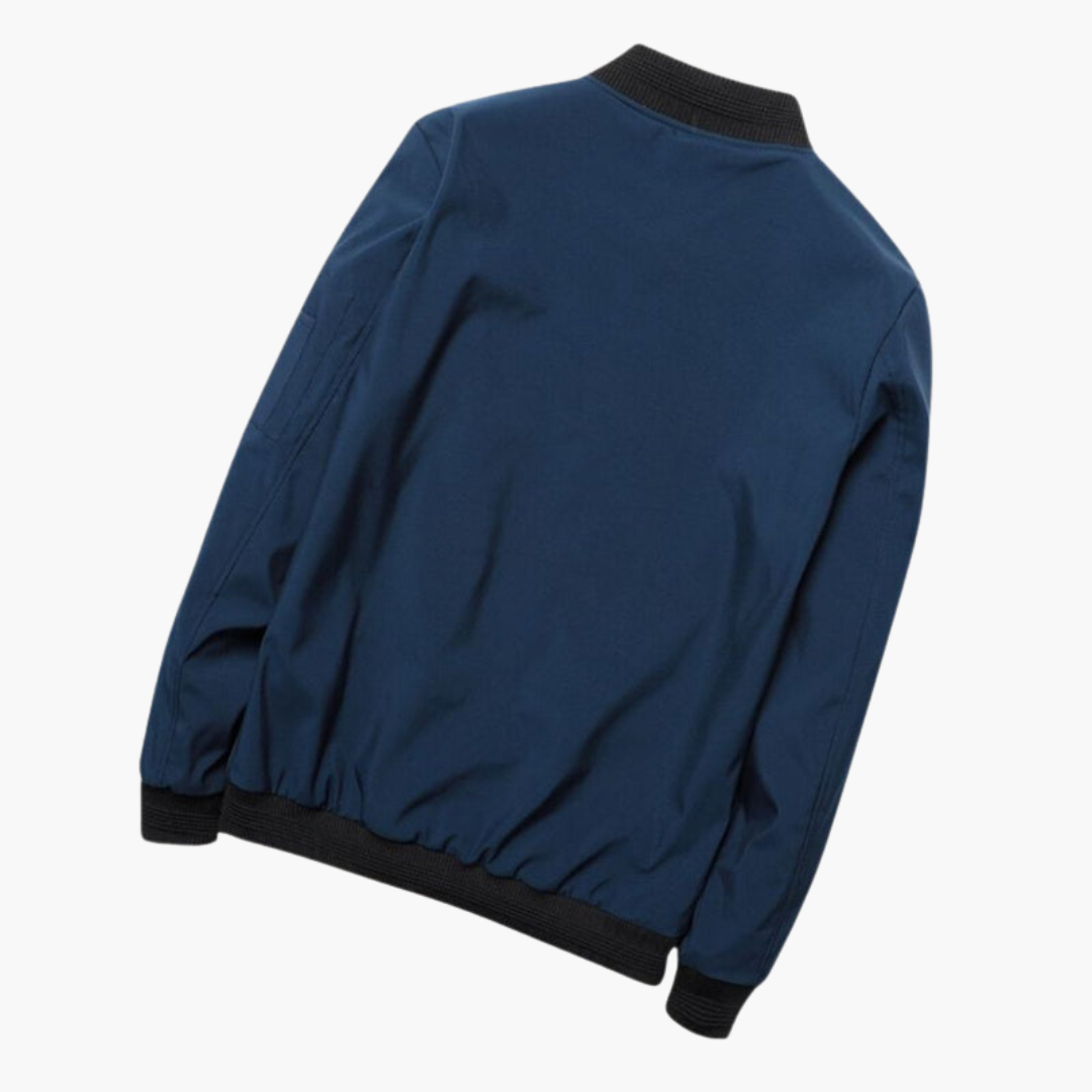 Men’s Bomber Jacket with Zip Fastening and Ribbed Hem