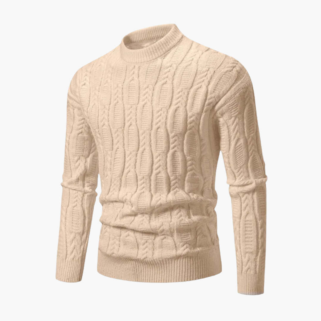 Men’s Cable Knit Sweater with Crew Neck