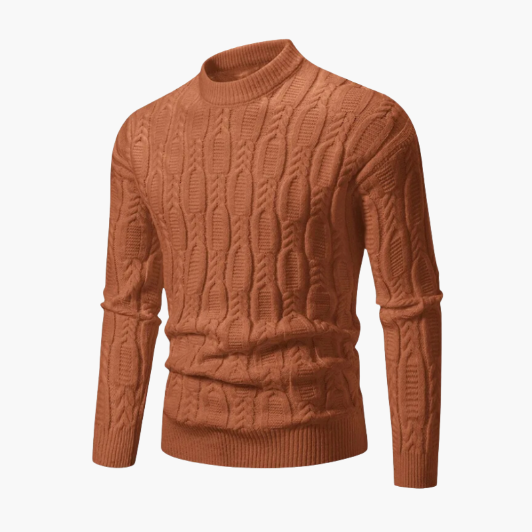 Men’s Cable Knit Sweater with Crew Neck