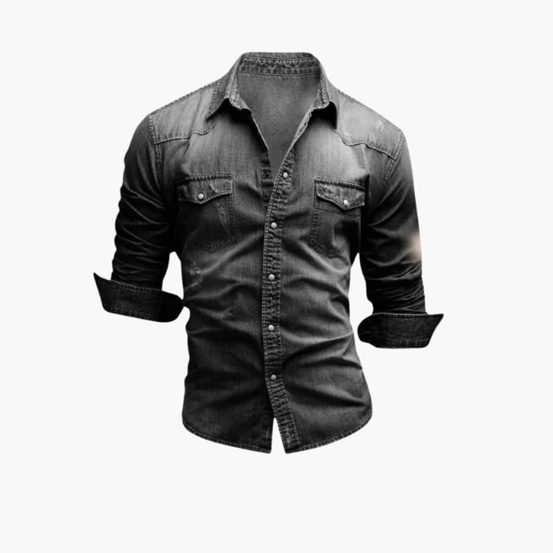 Men’s Denim Western Shirt with Snap Buttons and Chest Pockets