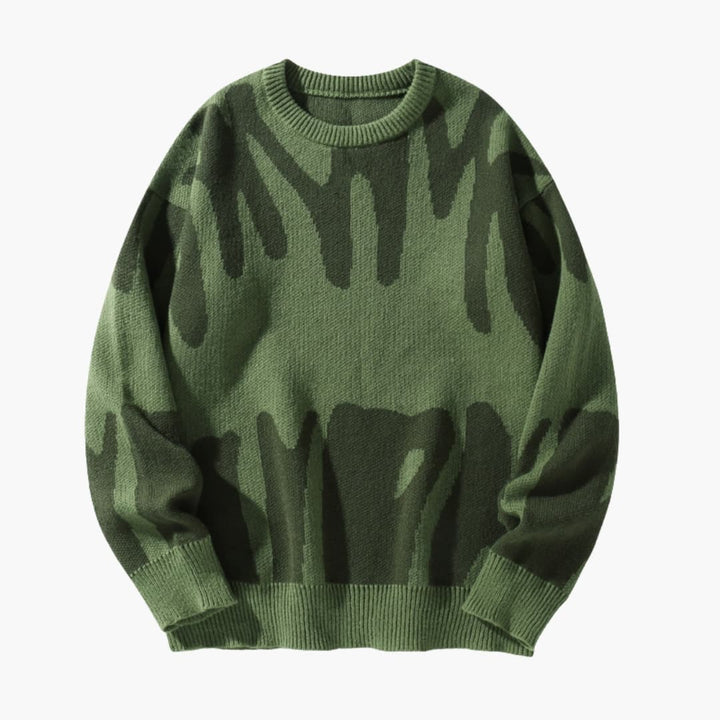 Men’s Knit Jumper with Graphic Pattern and Ribbed Edges