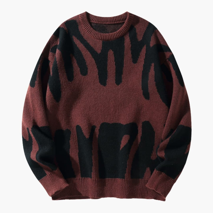 Men’s Knit Jumper with Graphic Pattern and Ribbed Edges