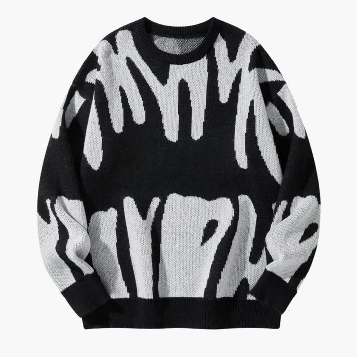 Men’s Knit Jumper with Graphic Pattern and Ribbed Edges