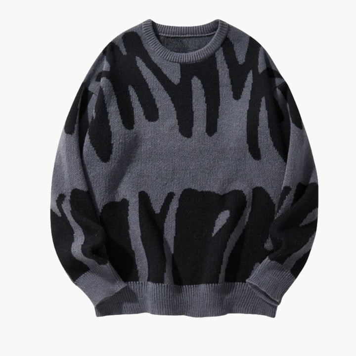 Men’s Knit Jumper with Graphic Pattern and Ribbed Edges