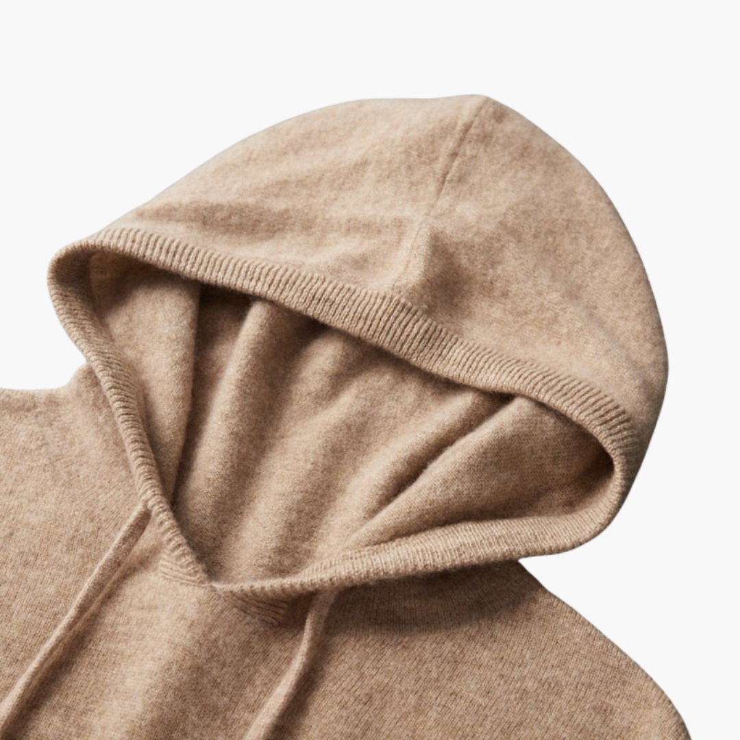 Men’s Knitted Hoodie with Ribbed Cuffs and Drawstring Hood