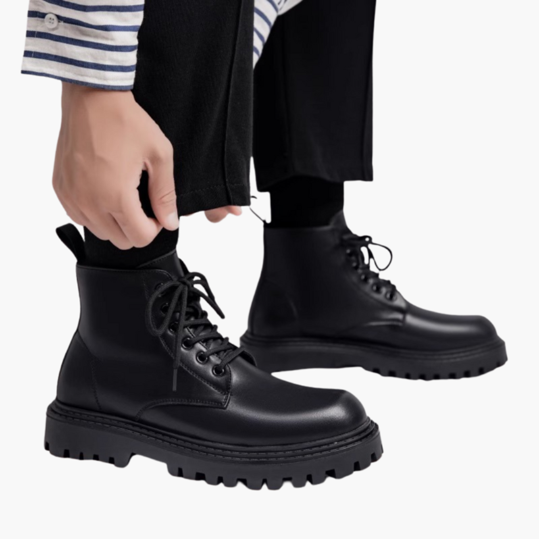 Men’s Lace-Up Combat Boots with Chunky Sole