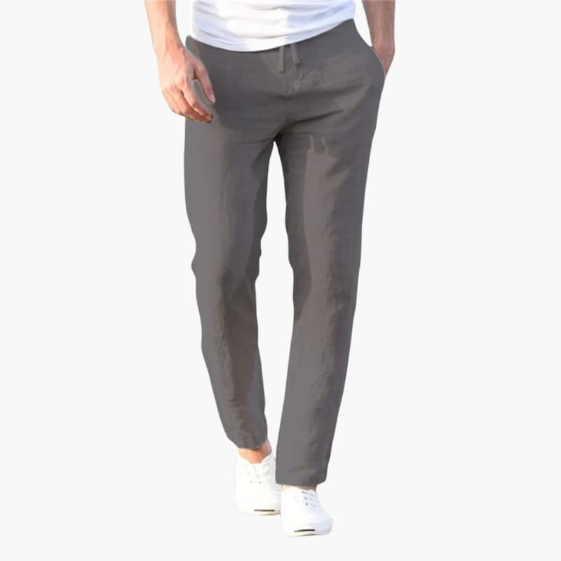 Men’s Linen Trousers with Elastic Waistband and Side Pockets