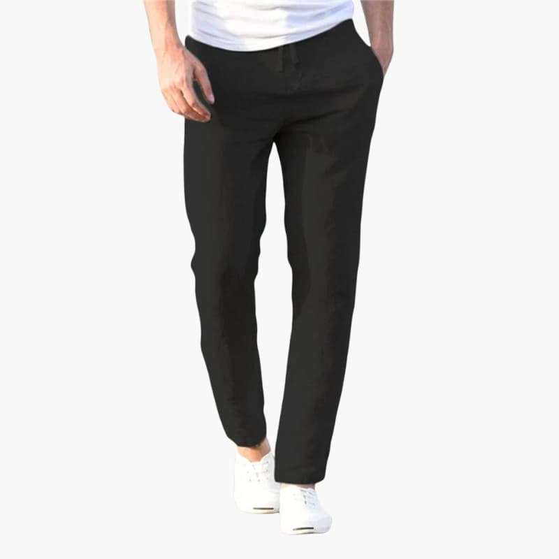 Men’s Linen Trousers with Elastic Waistband and Side Pockets
