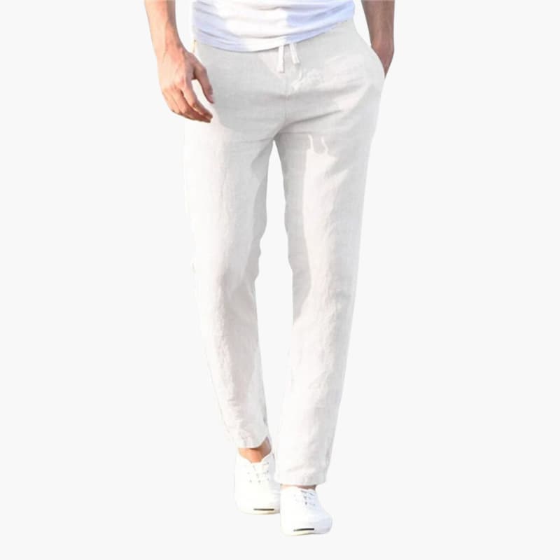 Men’s Linen Trousers with Elastic Waistband and Side Pockets