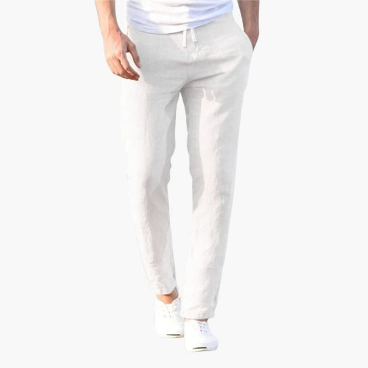 Men’s Linen Trousers with Elastic Waistband and Side Pockets