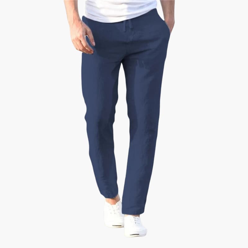 Men’s Linen Trousers with Elastic Waistband and Side Pockets
