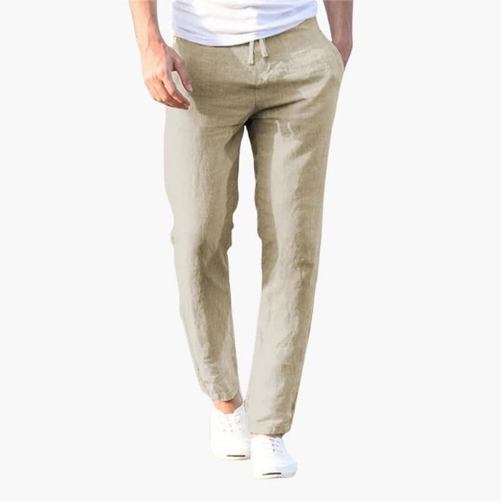 Men’s Linen Trousers with Elastic Waistband and Side Pockets