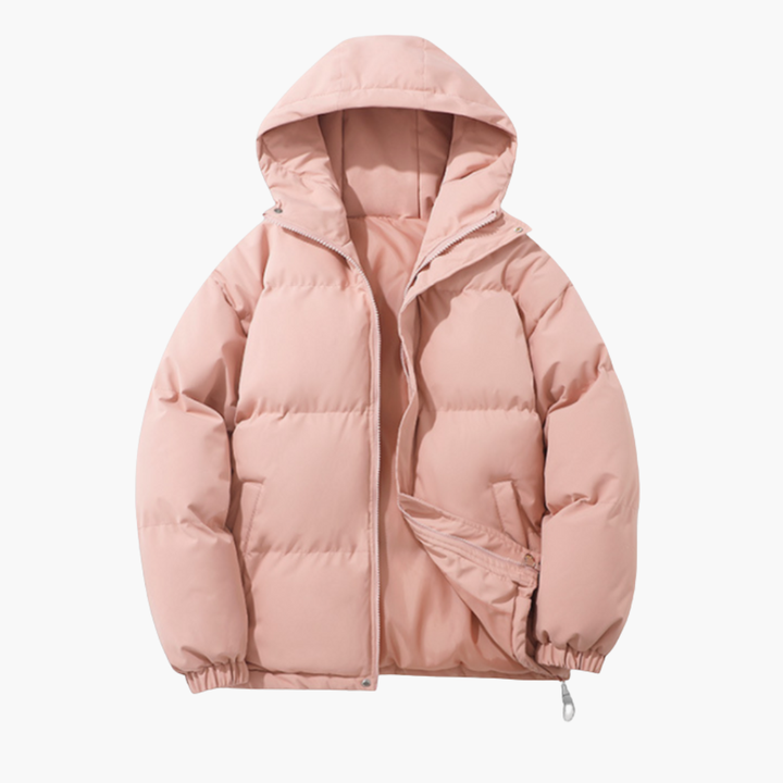 Men’s Puffer Jacket with Hood and Front Zipper