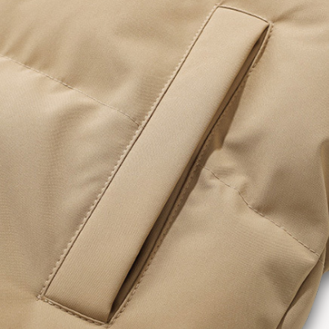 Men’s Puffer Jacket with Hood and Front Zipper