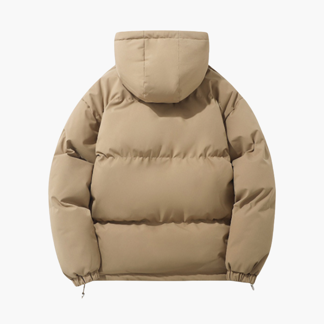Men’s Puffer Jacket with Hood and Front Zipper