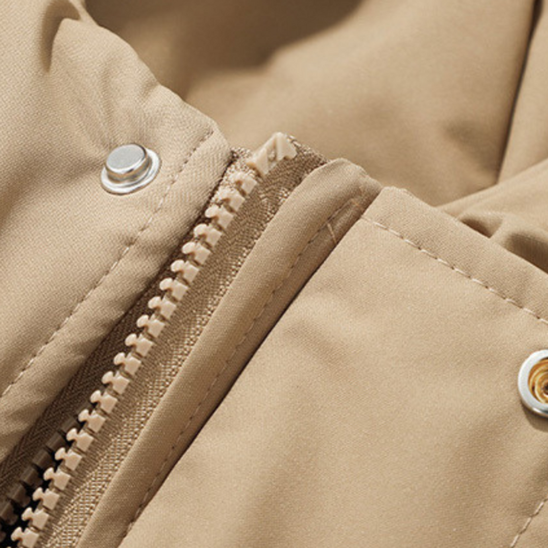 Men’s Puffer Jacket with Hood and Front Zipper