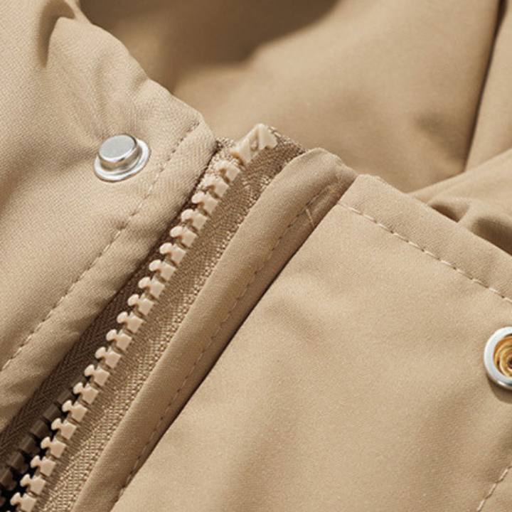 Men’s Puffer Jacket with Hood and Front Zipper