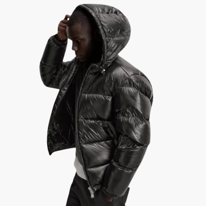 Men’s Quilted Jacket with Hood and Front Zip