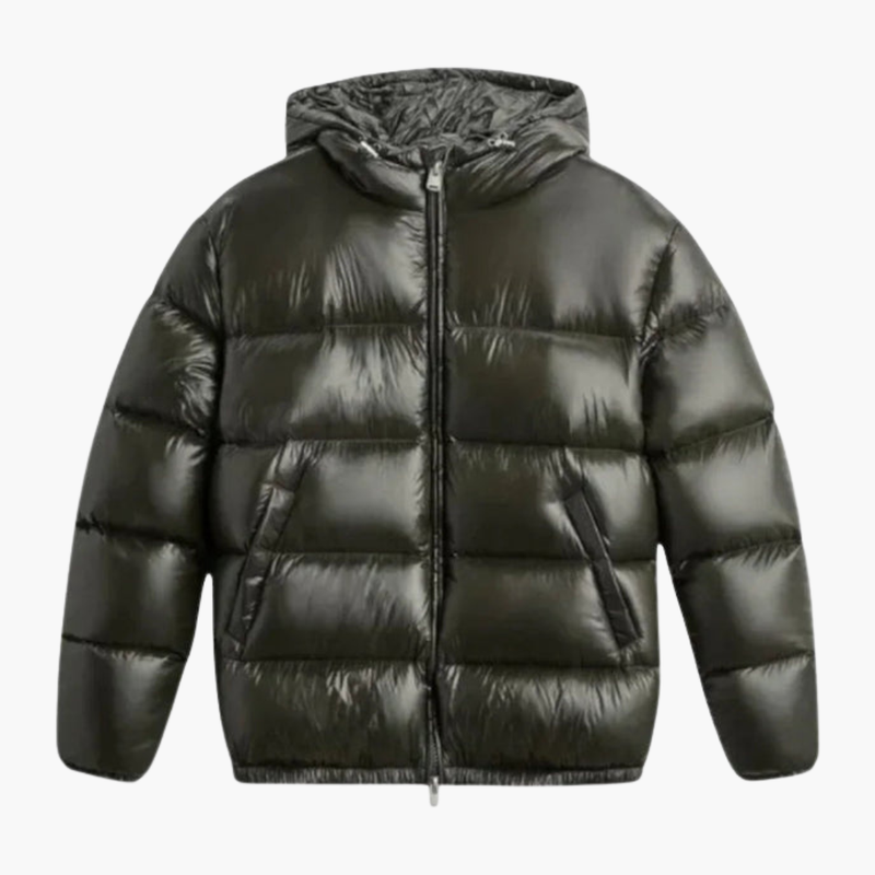 Men’s Quilted Jacket with Hood and Front Zip