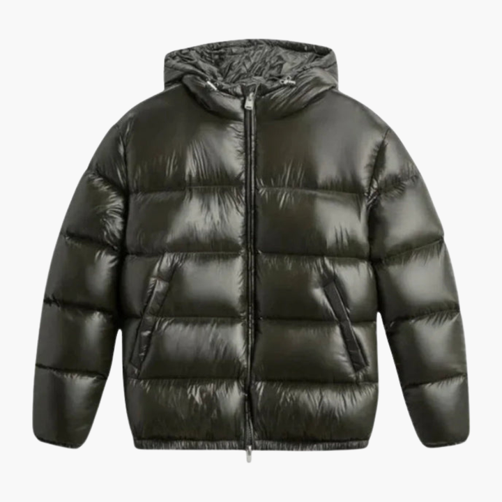 Men’s Quilted Jacket with Hood and Front Zip
