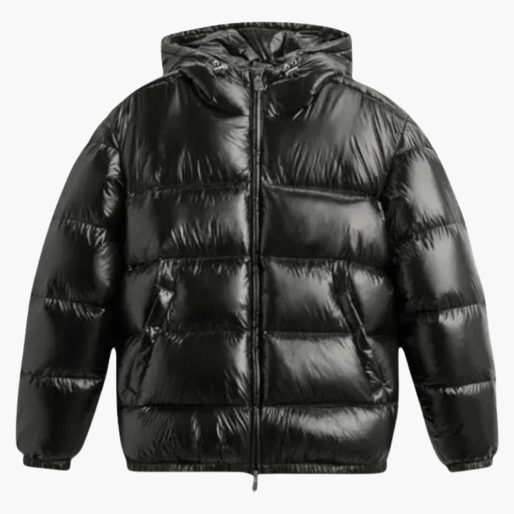 Men’s Quilted Jacket with Hood and Front Zip