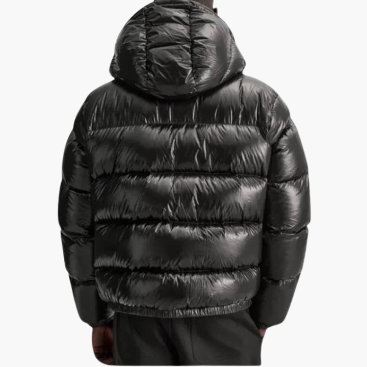 Men’s Quilted Jacket with Hood and Front Zip