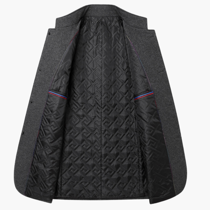 Men’s Stand Collar Blazer with Button Closure and Side Pockets