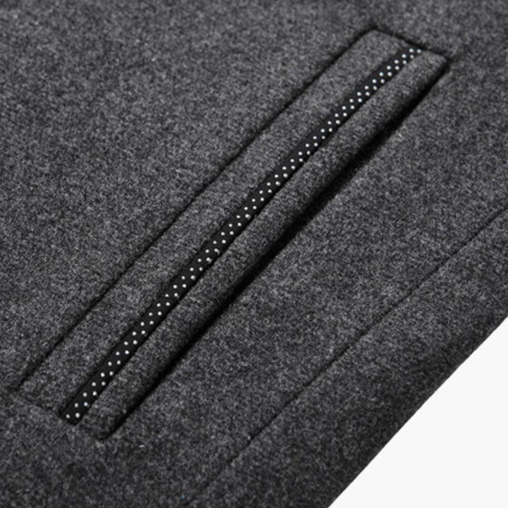 Men’s Stand Collar Blazer with Button Closure and Side Pockets