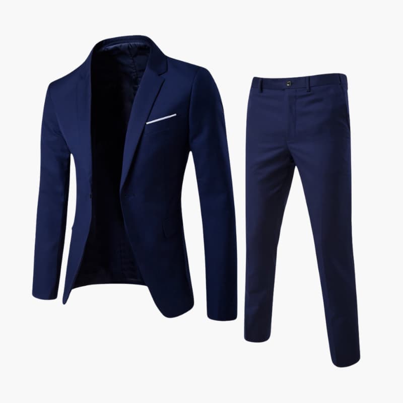 Men’s Two-Piece Suit with Blazer and Straight-Leg Trousers