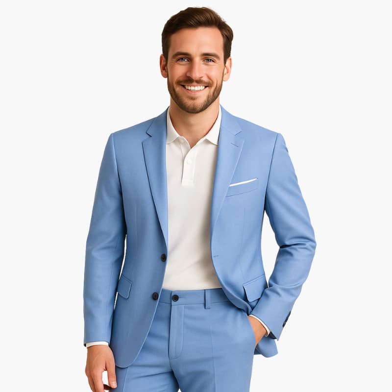 Men’s Two-Piece Suit with Blazer and Straight-Leg Trousers