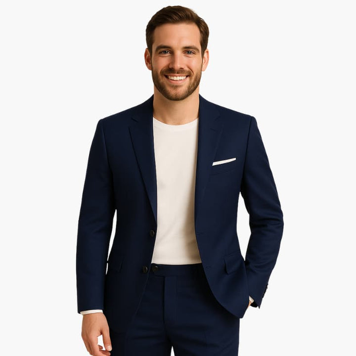 Men’s Two-Piece Suit with Blazer and Straight-Leg Trousers