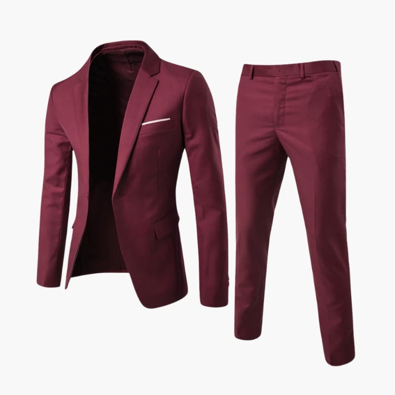 Men’s Two-Piece Suit with Blazer and Straight-Leg Trousers