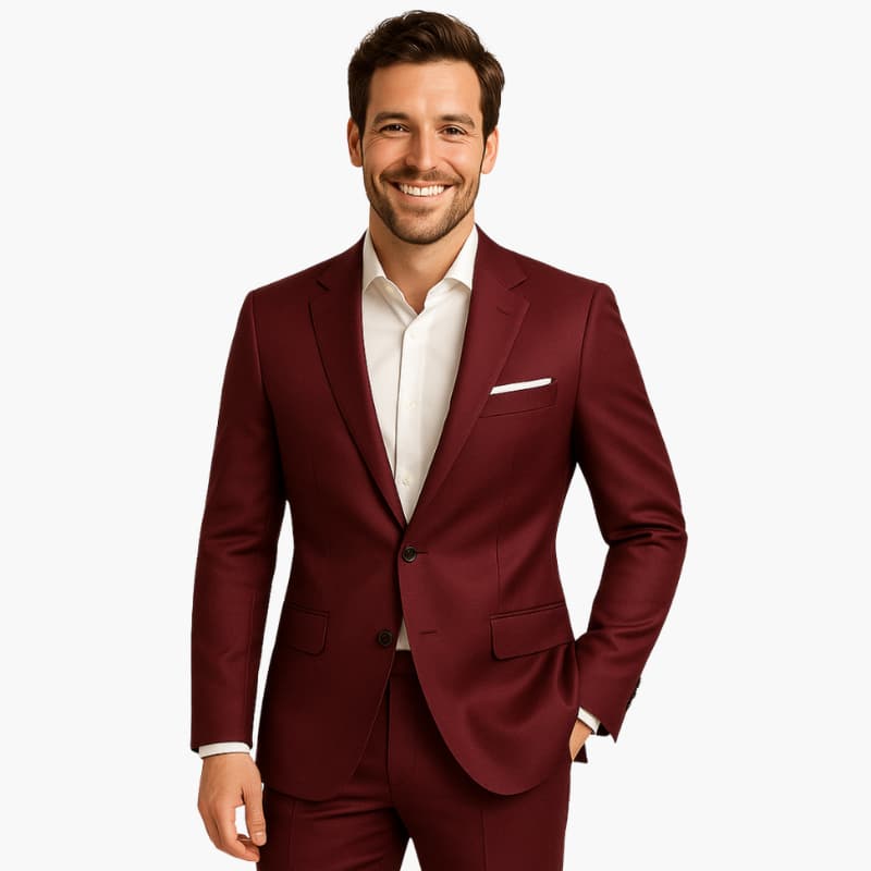 Men’s Two-Piece Suit with Blazer and Straight-Leg Trousers