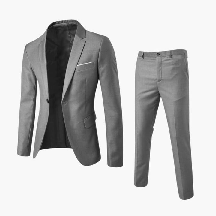 Men’s Two-Piece Suit with Blazer and Straight-Leg Trousers