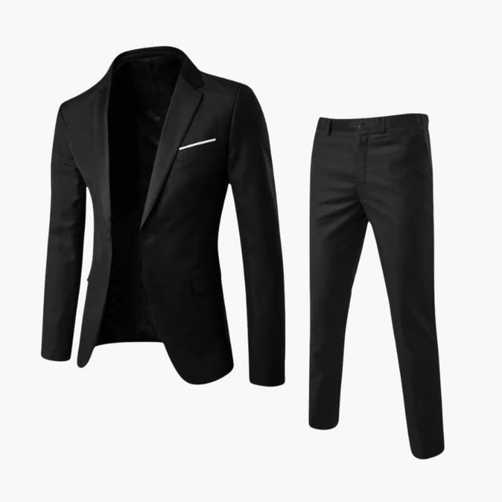 Men’s Two-Piece Suit with Blazer and Straight-Leg Trousers