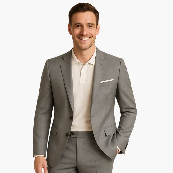 Men’s Two-Piece Suit with Blazer and Straight-Leg Trousers